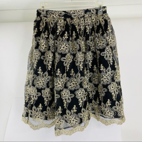 ALYTHEA Black with Gold Embroidery Small Skirt - Picture 10 of 12
